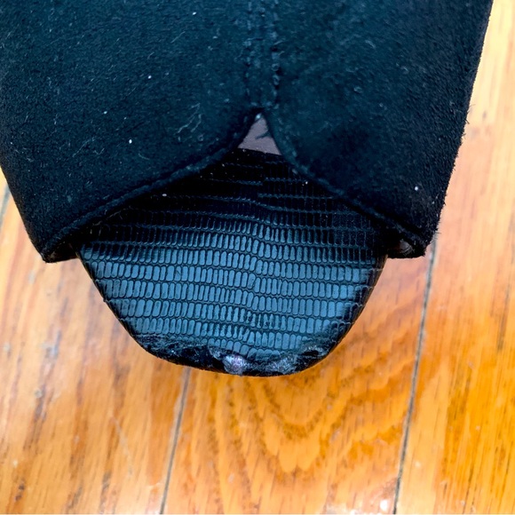 Black suede open-toe Nine West platform heels - Picture 5 of 7